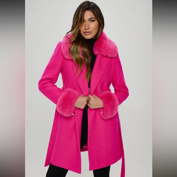 Jackets & Blazers - BOUTIQUE Pink Fur-Trimmed Coat